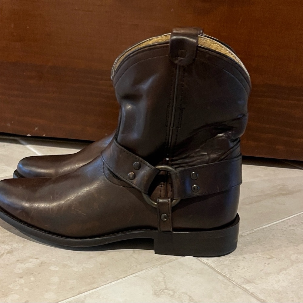 Frye Dark Brown Leather Ankle Booties